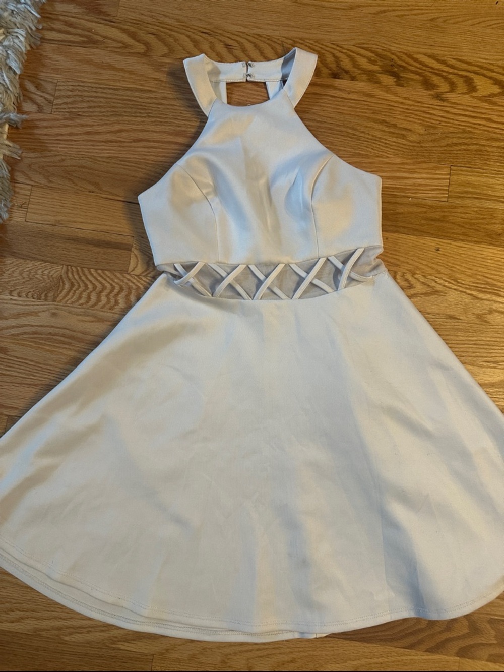 My Michelle White Strapless Dress with Subtle Sweetheart Neckline